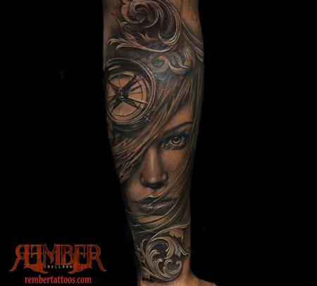 Rember, Dark Age Tattoo Studio - Black and Grey Realism Portrait